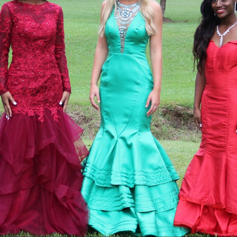 Rachel Allan gown, size 2, emerald green, worn once